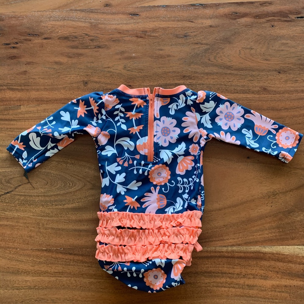 RuffleButt One Piece Rash Guard - 3-6M